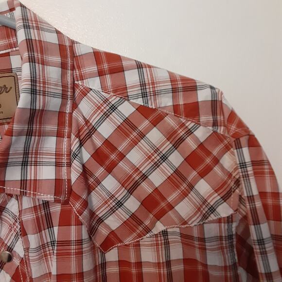 Wrangler Retro Pearl Snap Shirt Mens XL Red Plaid Long Sleeve Western Rodeo - Picture 3 of 9